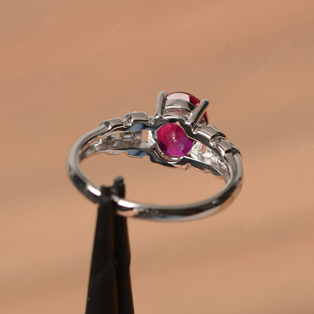 Oval Cut Ruby Promise Ring Sterling Silver - LUO Jewelry