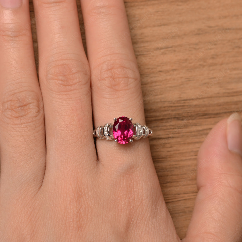 Oval Cut Ruby Promise Ring Sterling Silver - LUO Jewelry