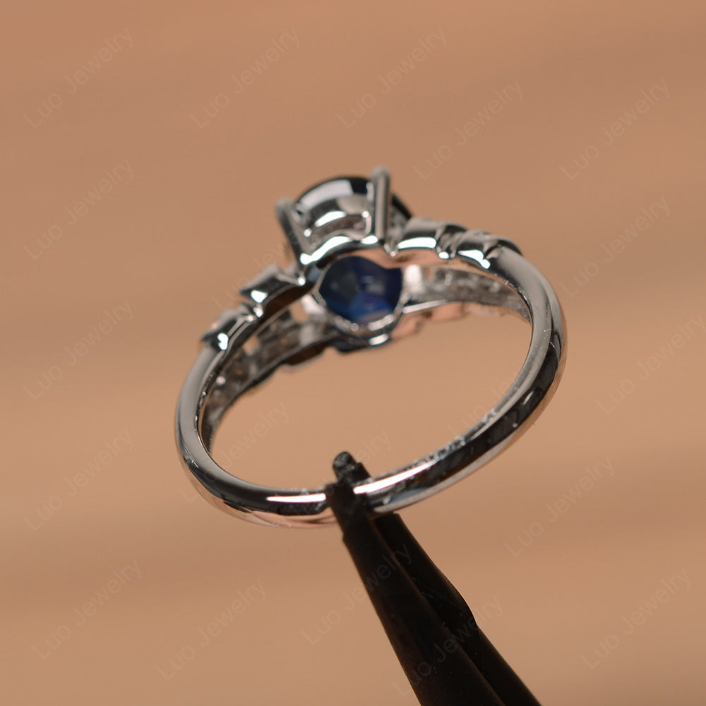 Oval Cut Lab Sapphire Promise Ring Sterling Silver - LUO Jewelry