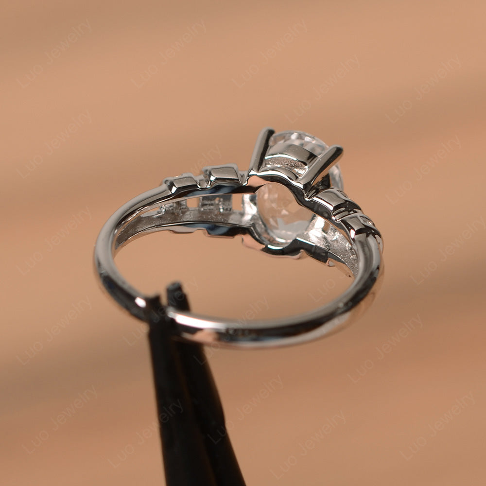 Oval Cut White Topaz Promise Ring Sterling Silver - LUO Jewelry