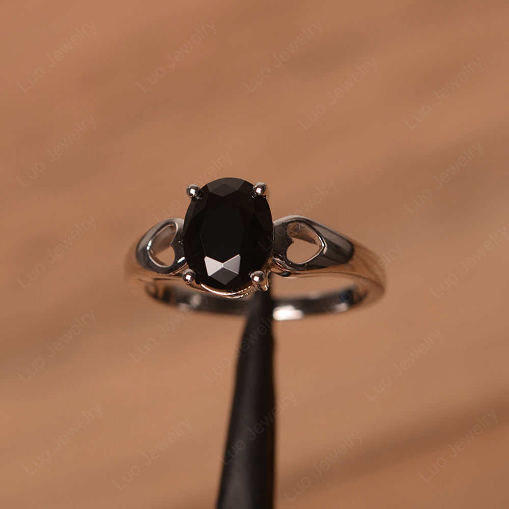 Unique Black Stone Vintage Ring Sterling Silver - LUO Jewelry