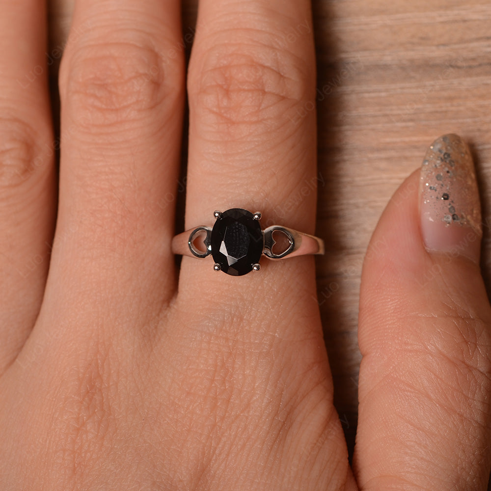 Unique Black Stone Vintage Ring Sterling Silver - LUO Jewelry