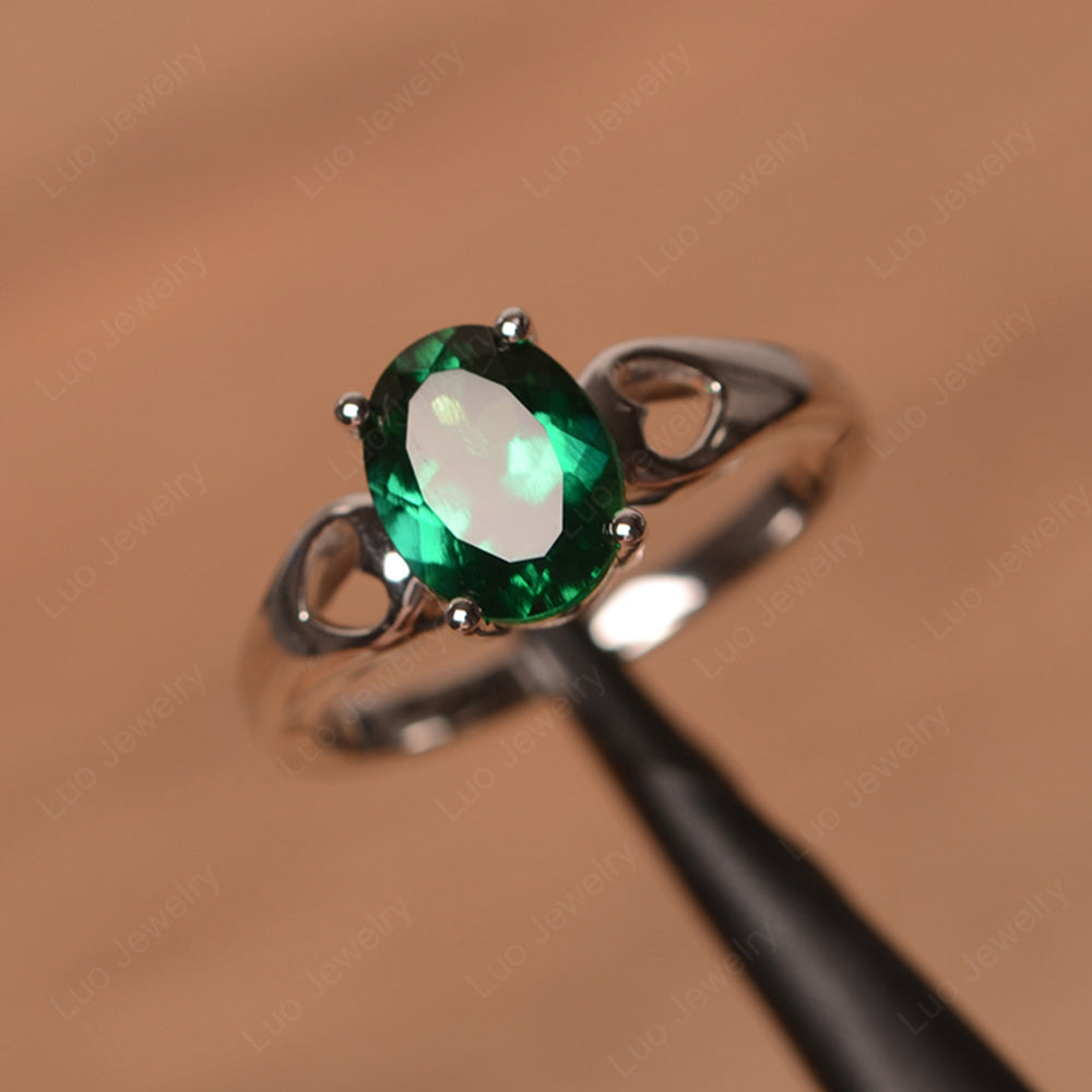 Unique Lab Emerald Vintage Ring Sterling Silver - LUO Jewelry