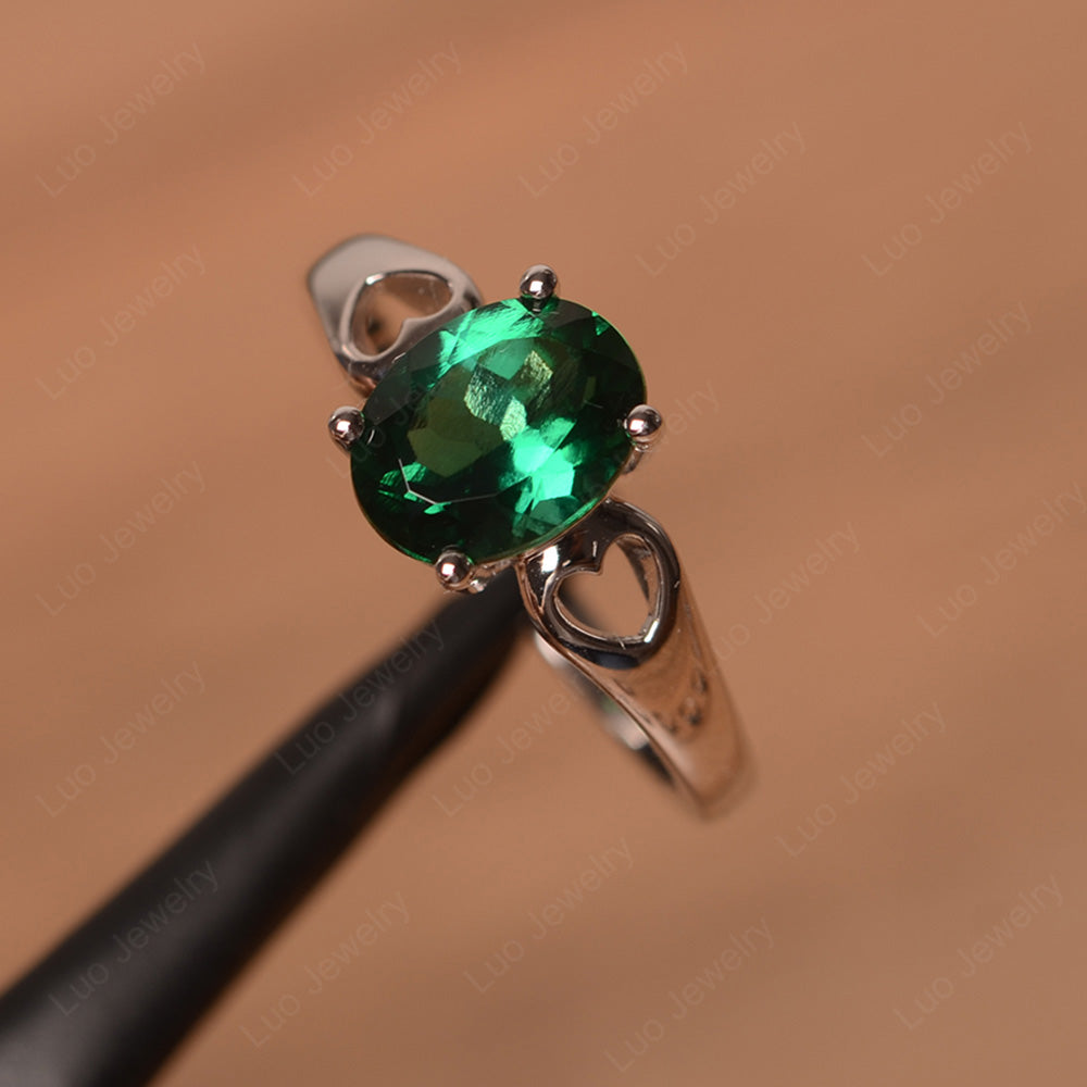 Unique Lab Emerald Vintage Ring Sterling Silver - LUO Jewelry