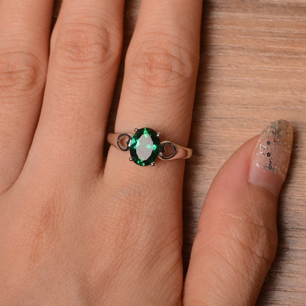 Unique Lab Emerald Vintage Ring Sterling Silver - LUO Jewelry