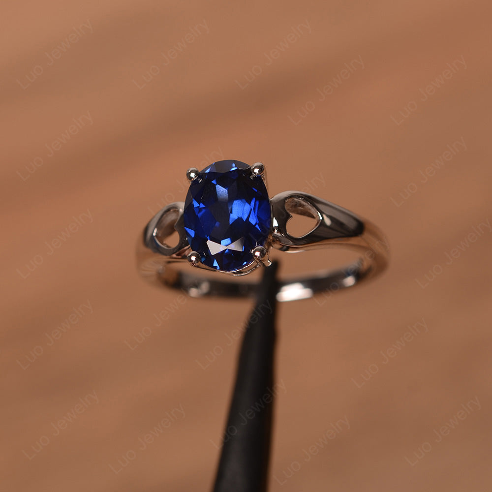 Unique Lab Sapphire Vintage Ring Sterling Silver - LUO Jewelry