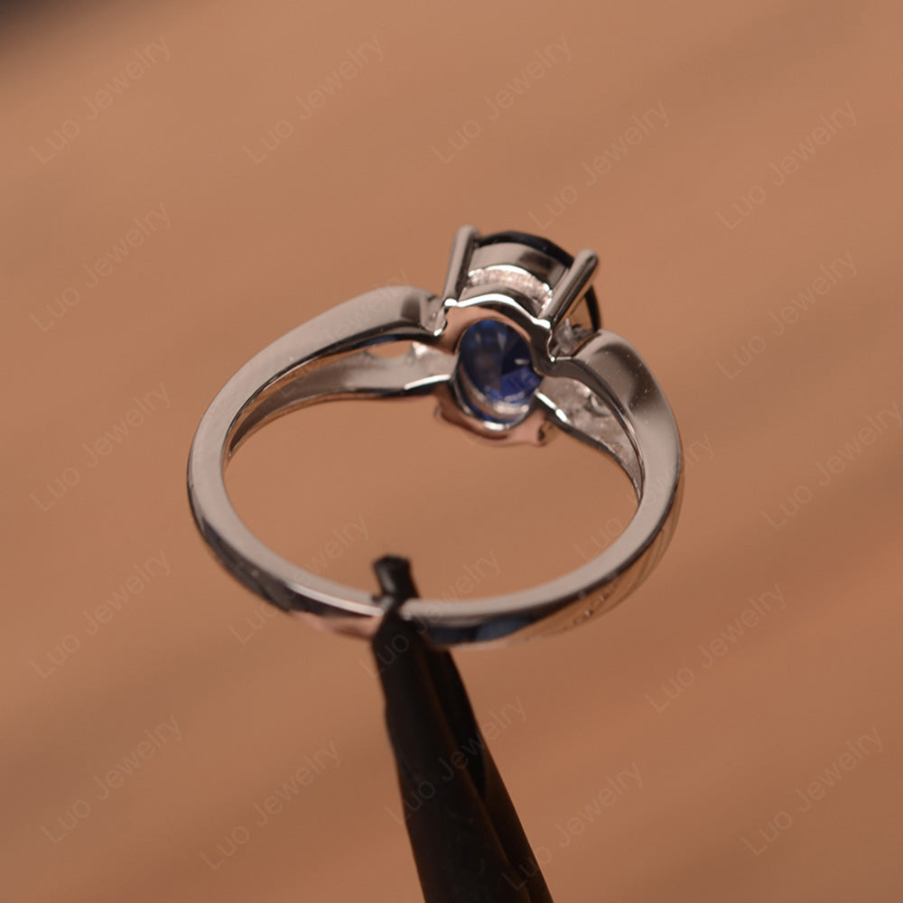 Unique Lab Sapphire Vintage Ring Sterling Silver - LUO Jewelry