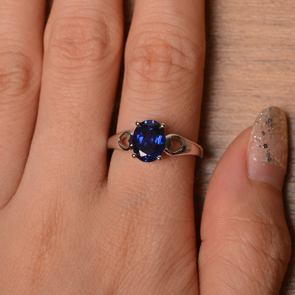 Unique Lab Sapphire Vintage Ring Sterling Silver - LUO Jewelry