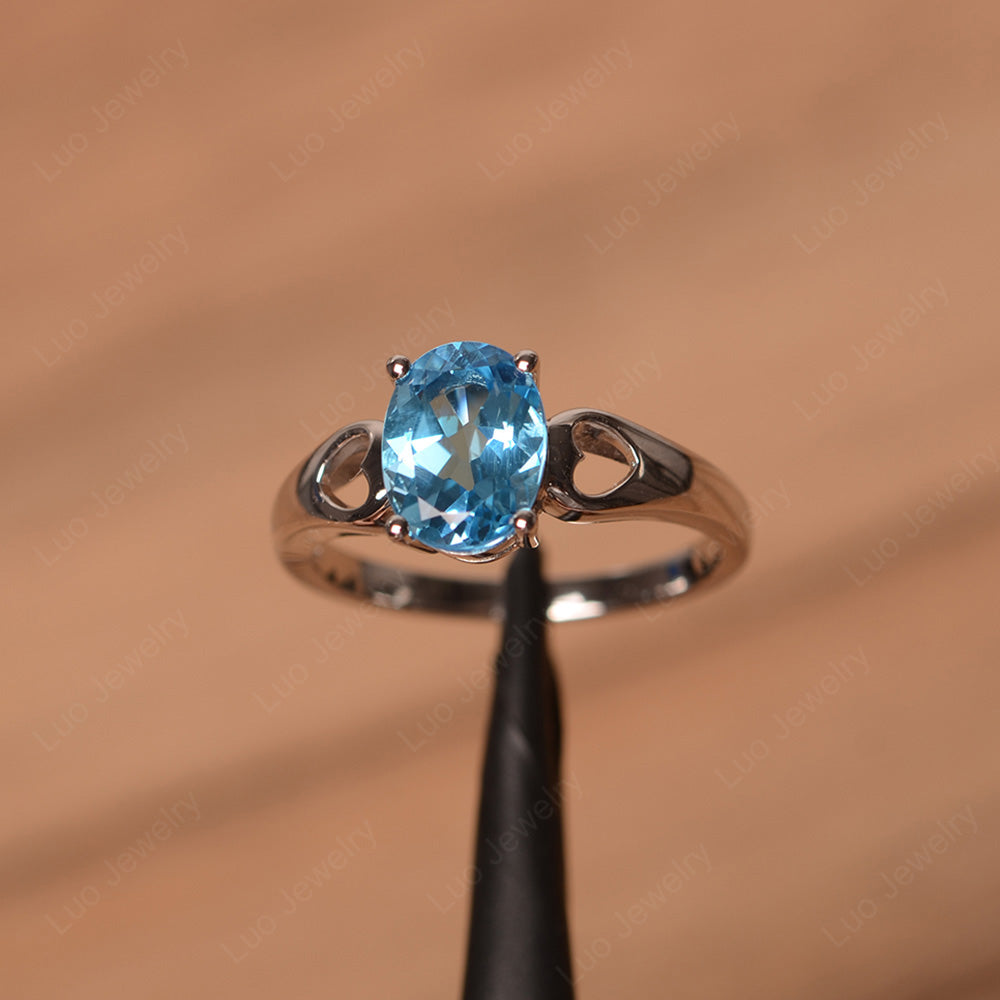 Unique Swiss Blue Topaz Vintage Ring Sterling Silver - LUO Jewelry