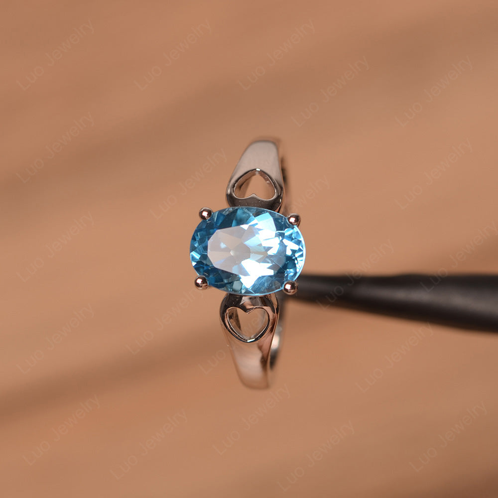 Unique Swiss Blue Topaz Vintage Ring Sterling Silver - LUO Jewelry