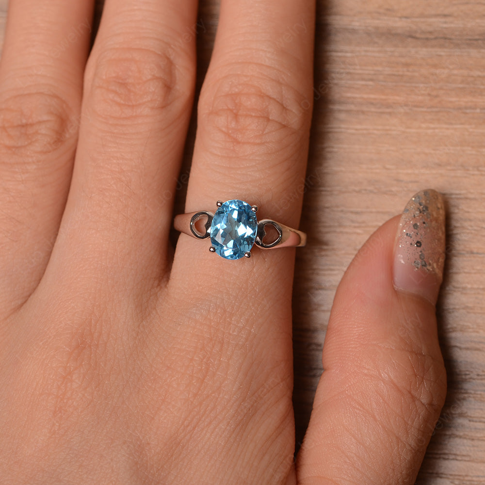 Unique Swiss Blue Topaz Vintage Ring Sterling Silver - LUO Jewelry