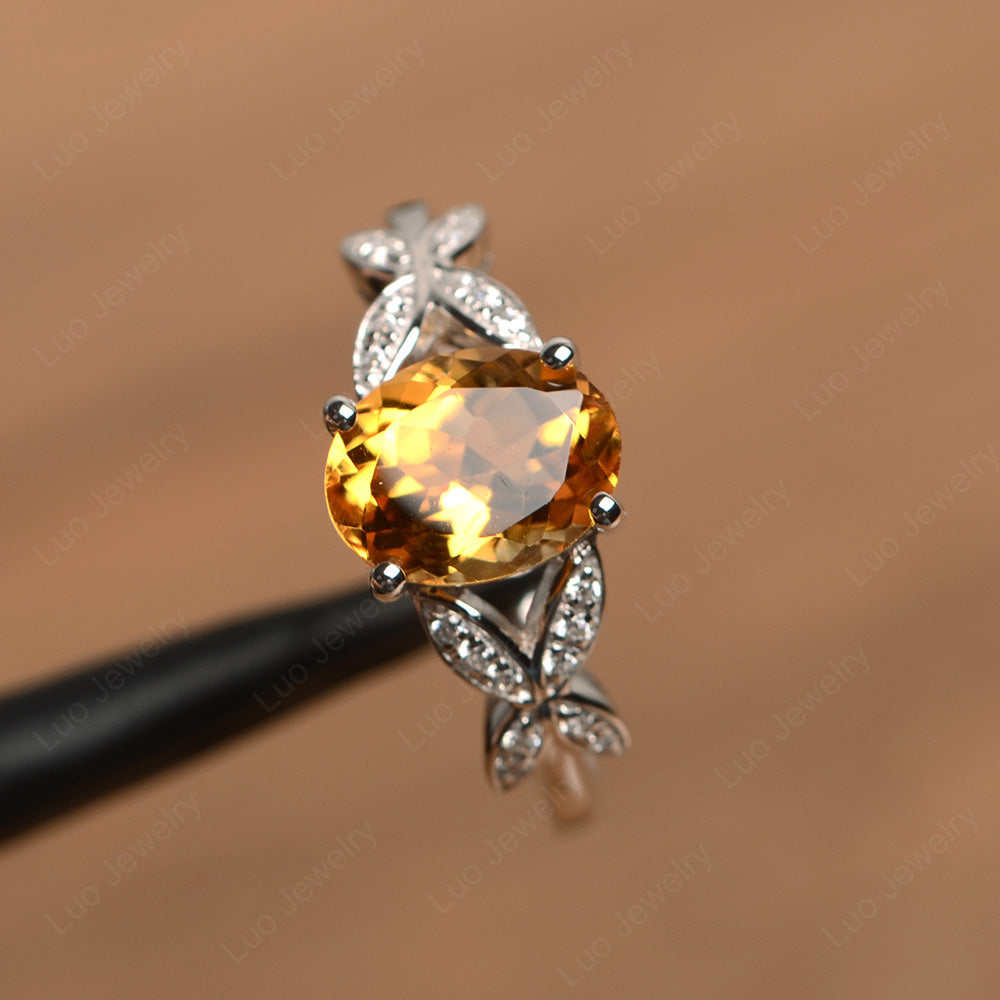 Oval Cut Citrine Wedding Ring Yellow Gold - LUO Jewelry