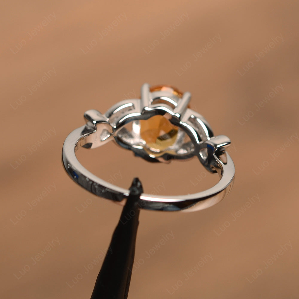 Oval Cut Citrine Wedding Ring Yellow Gold - LUO Jewelry