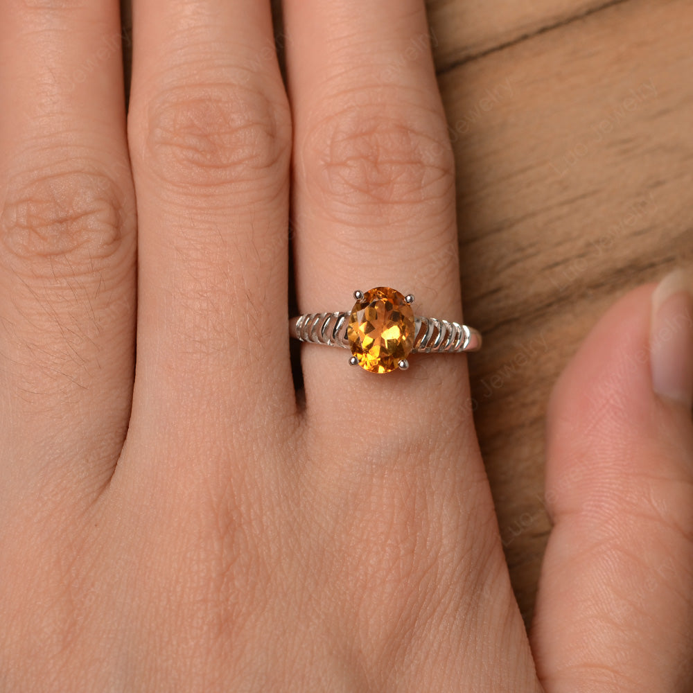 Oval Cut Citrine Solitaire Wedding Ring - LUO Jewelry