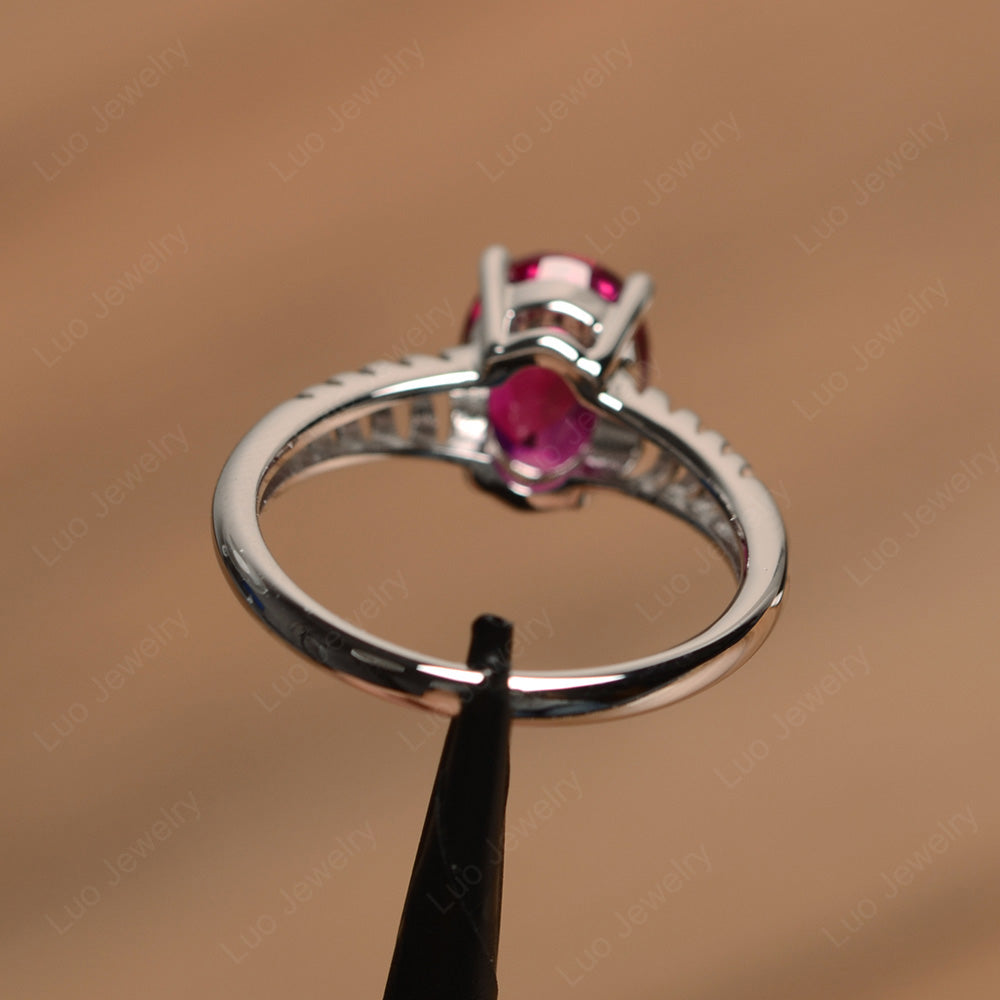 Oval Cut Ruby Solitaire Wedding Ring - LUO Jewelry
