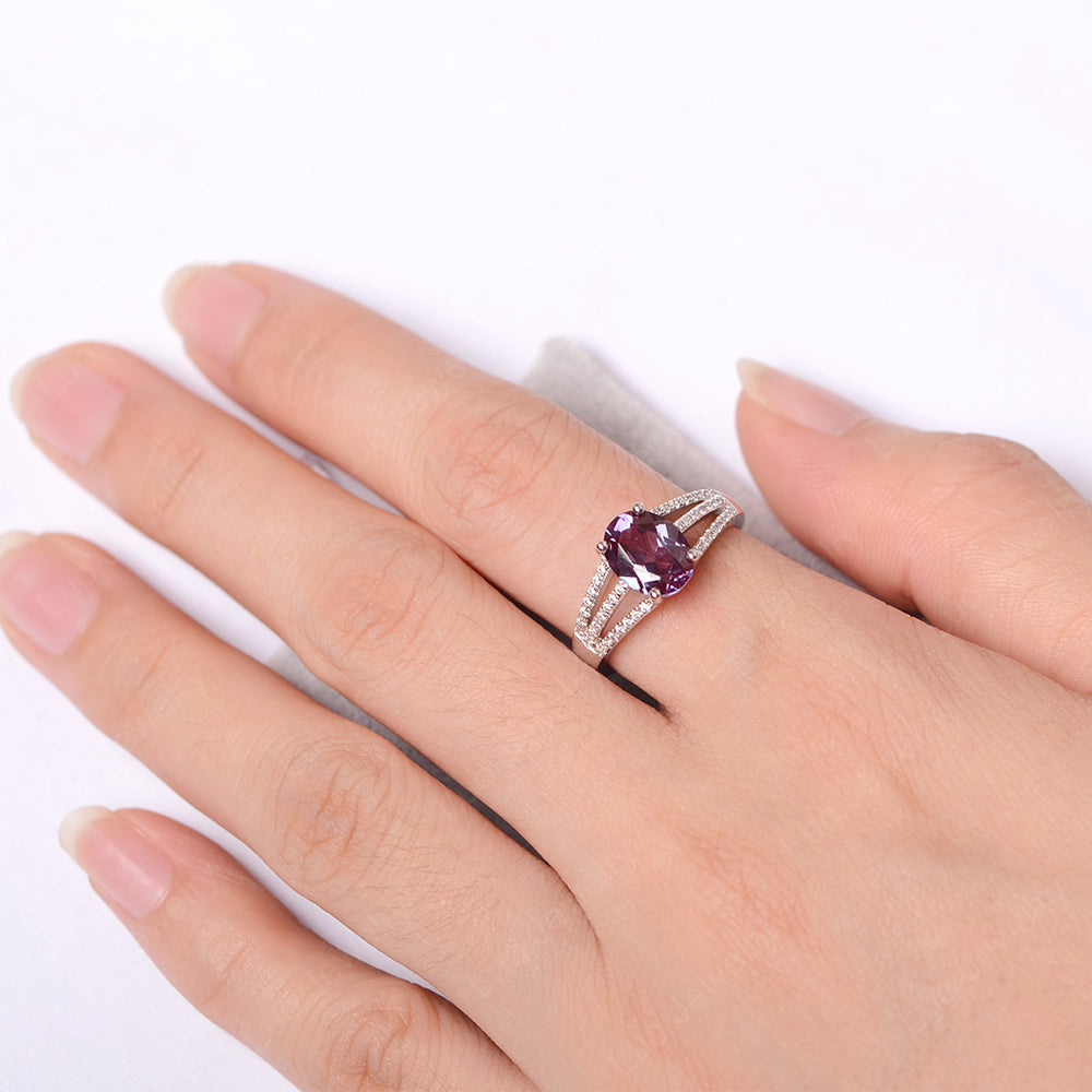 Oval Alexandrite Wedding Ring White Gold - LUO Jewelry