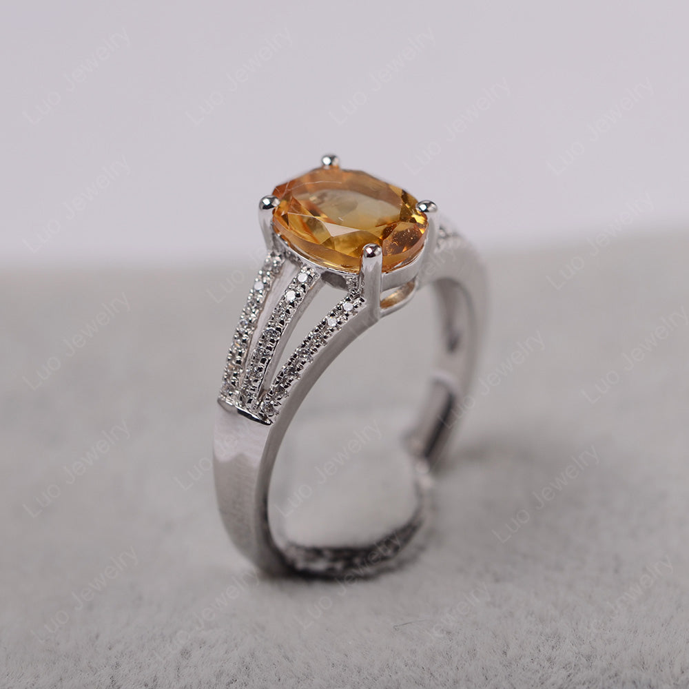 Oval Citrine Wedding Ring White Gold - LUO Jewelry