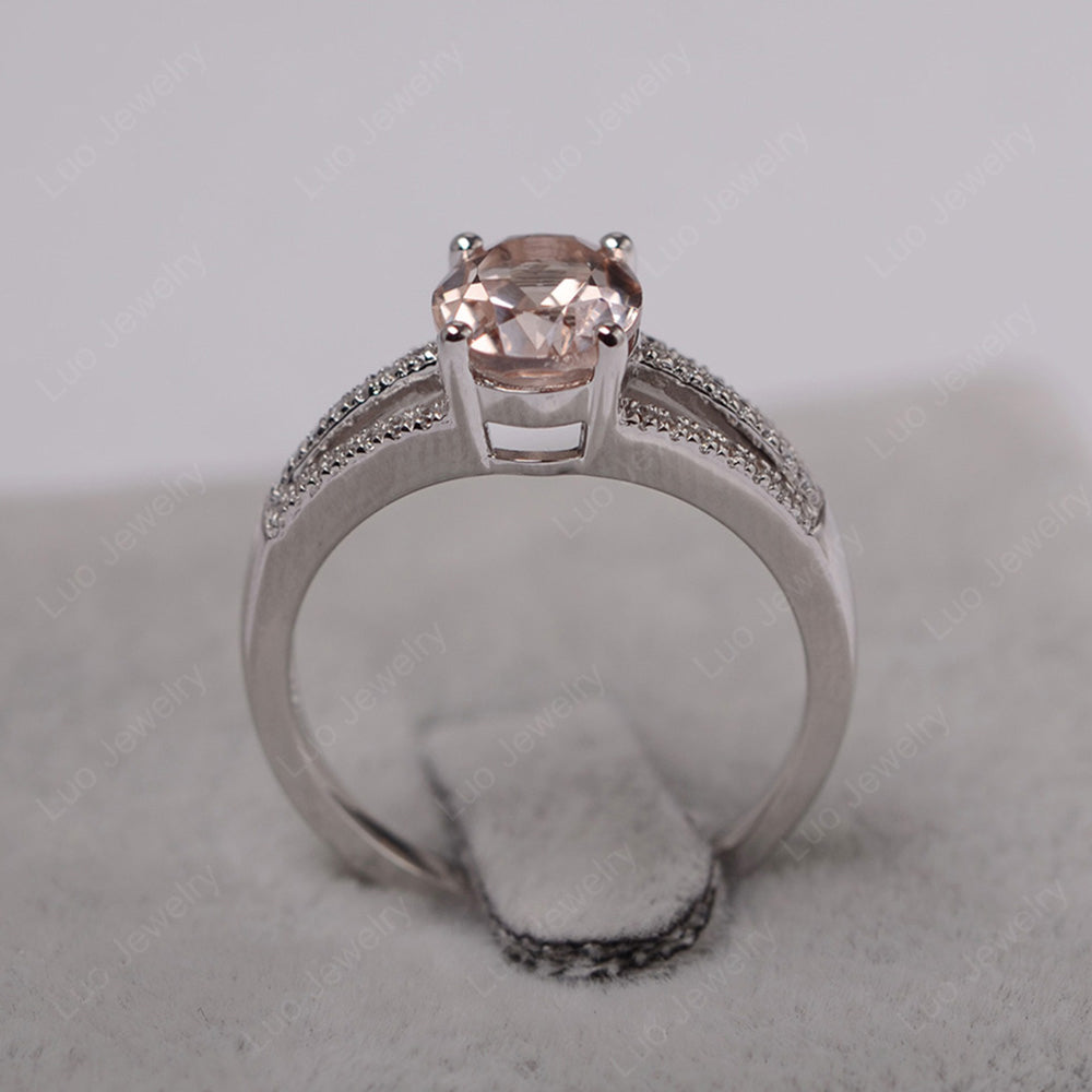 Oval Morganite Wedding Ring White Gold - LUO Jewelry