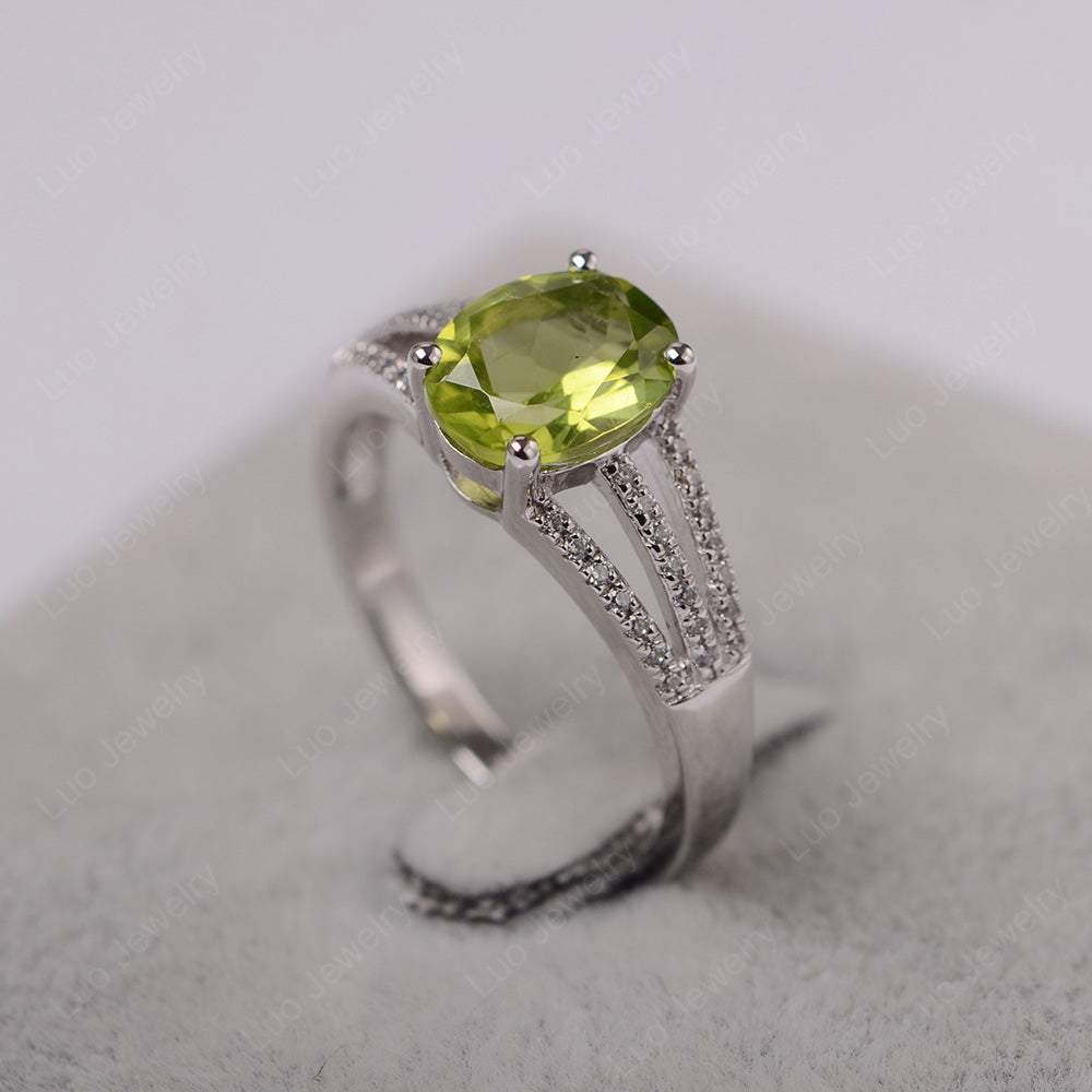 Oval Peridot Wedding Ring White Gold - LUO Jewelry