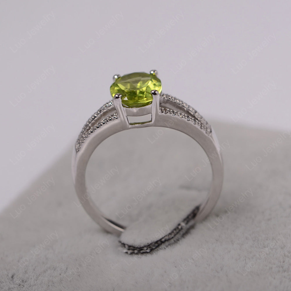 Oval Peridot Wedding Ring White Gold - LUO Jewelry