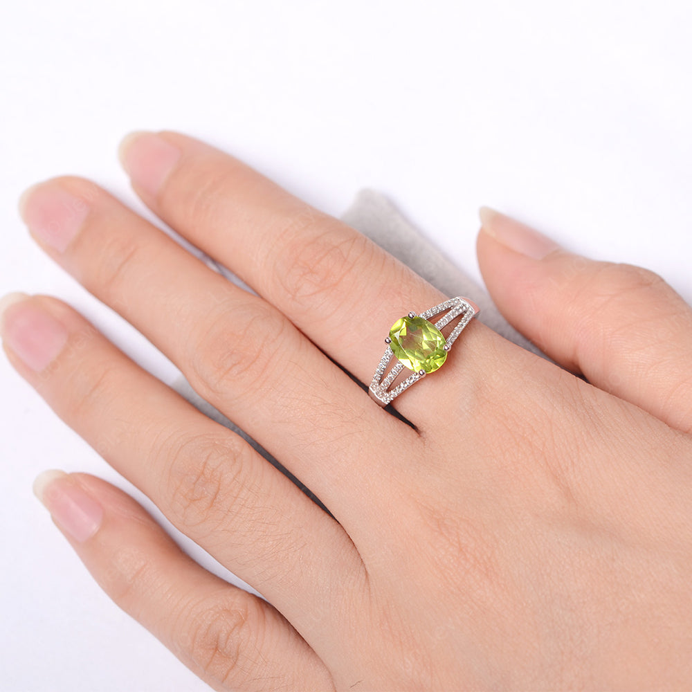 Oval Peridot Wedding Ring White Gold - LUO Jewelry