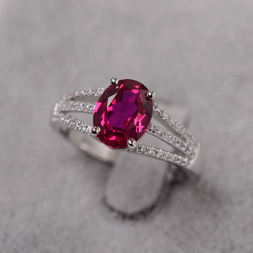 Oval Ruby Wedding Ring White Gold - LUO Jewelry