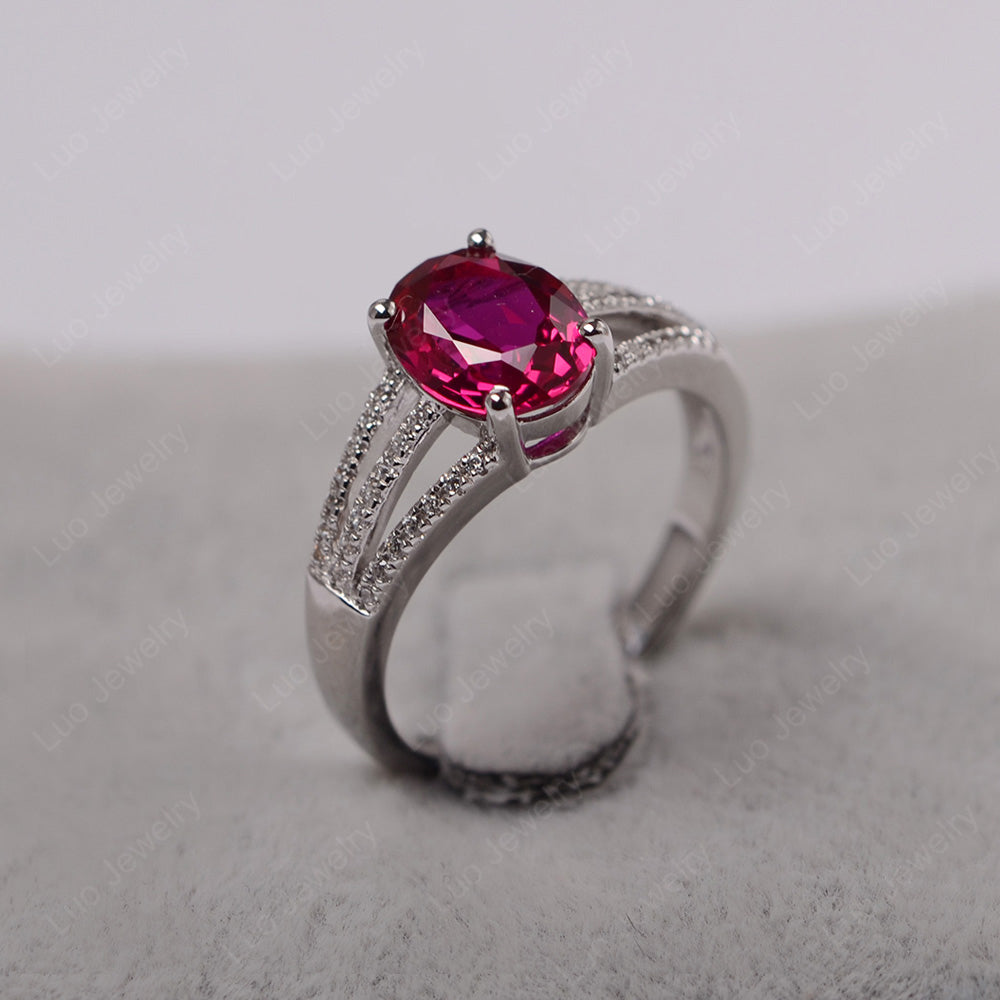 Oval Ruby Wedding Ring White Gold - LUO Jewelry