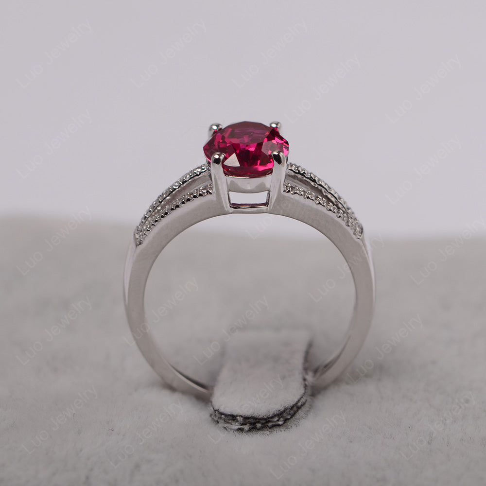 Oval Ruby Wedding Ring White Gold - LUO Jewelry