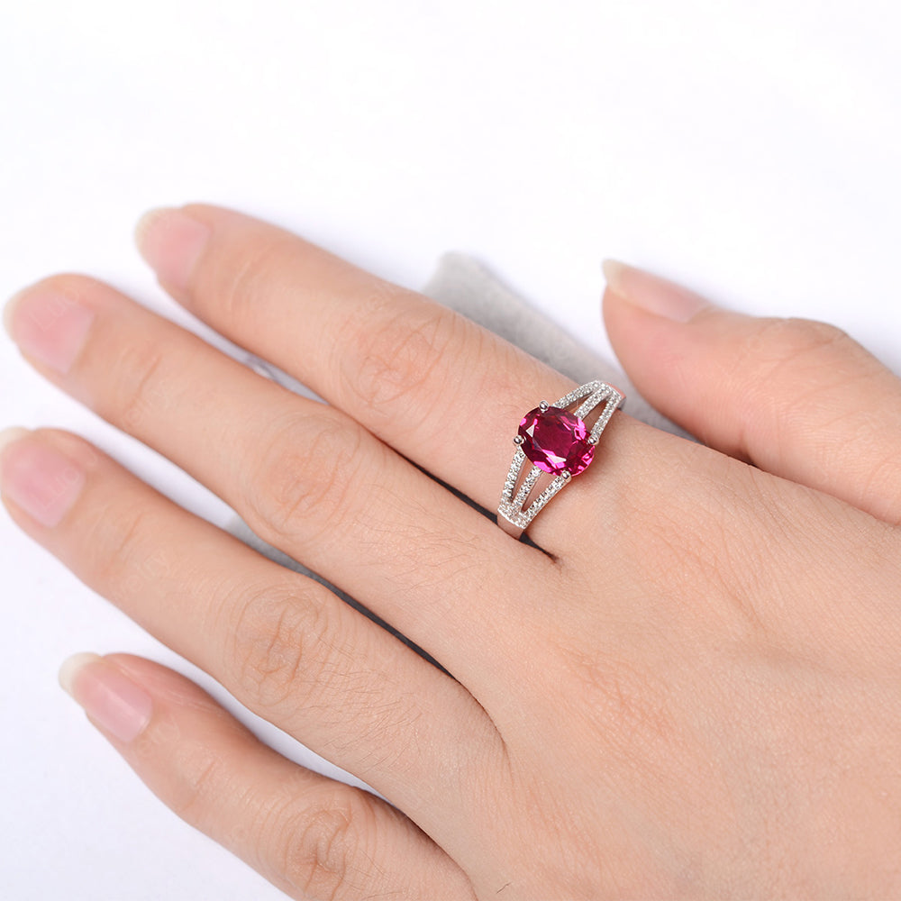 Oval Ruby Wedding Ring White Gold - LUO Jewelry