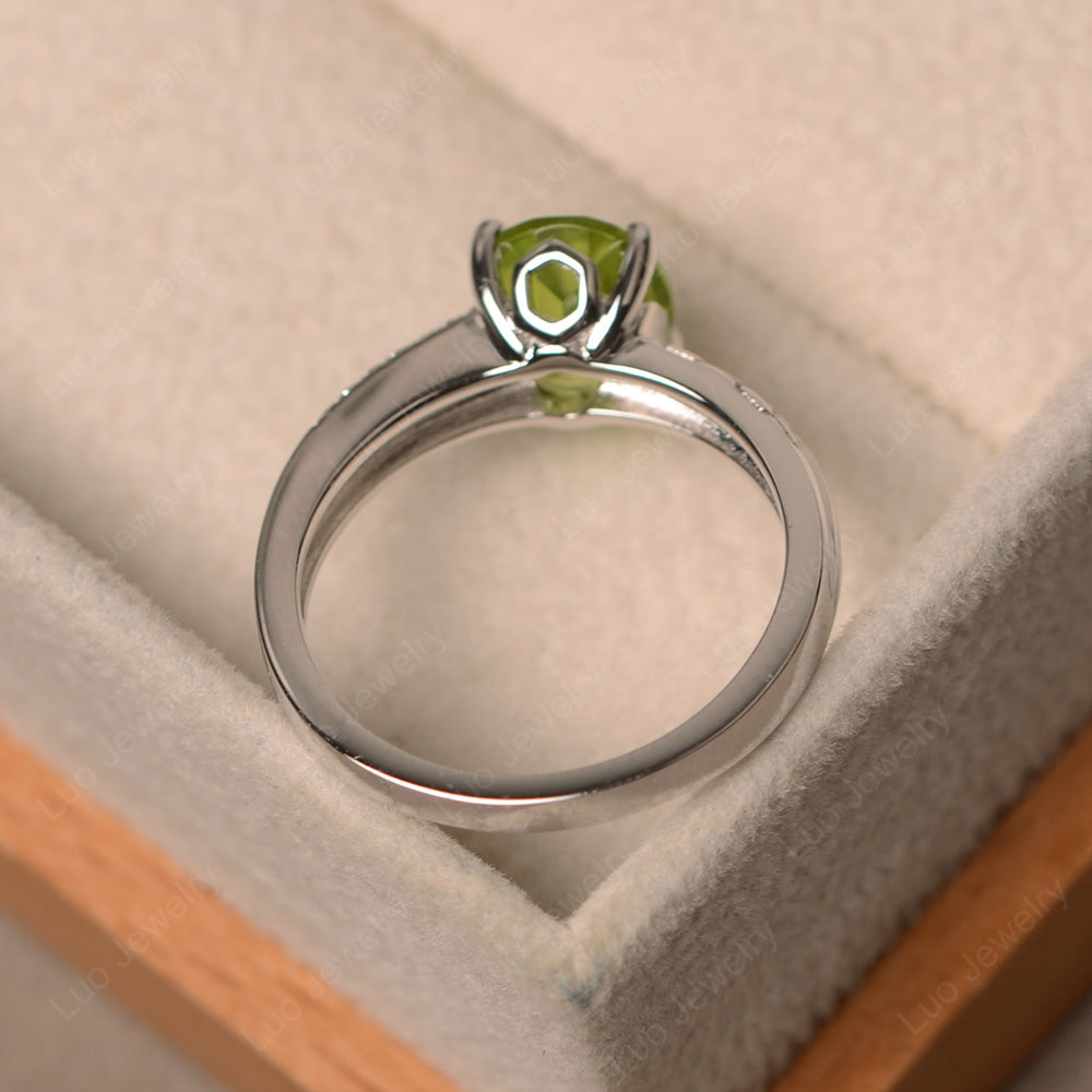 Oval Cut Vintage Peridot Ring White Gold - LUO Jewelry