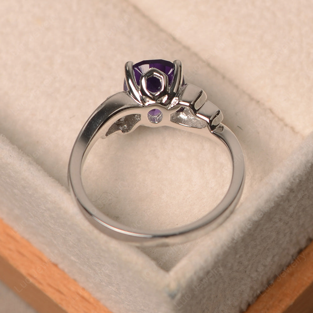 Oval Cut Eccentric Amethyst Ring Yellow Gold - LUO Jewelry
