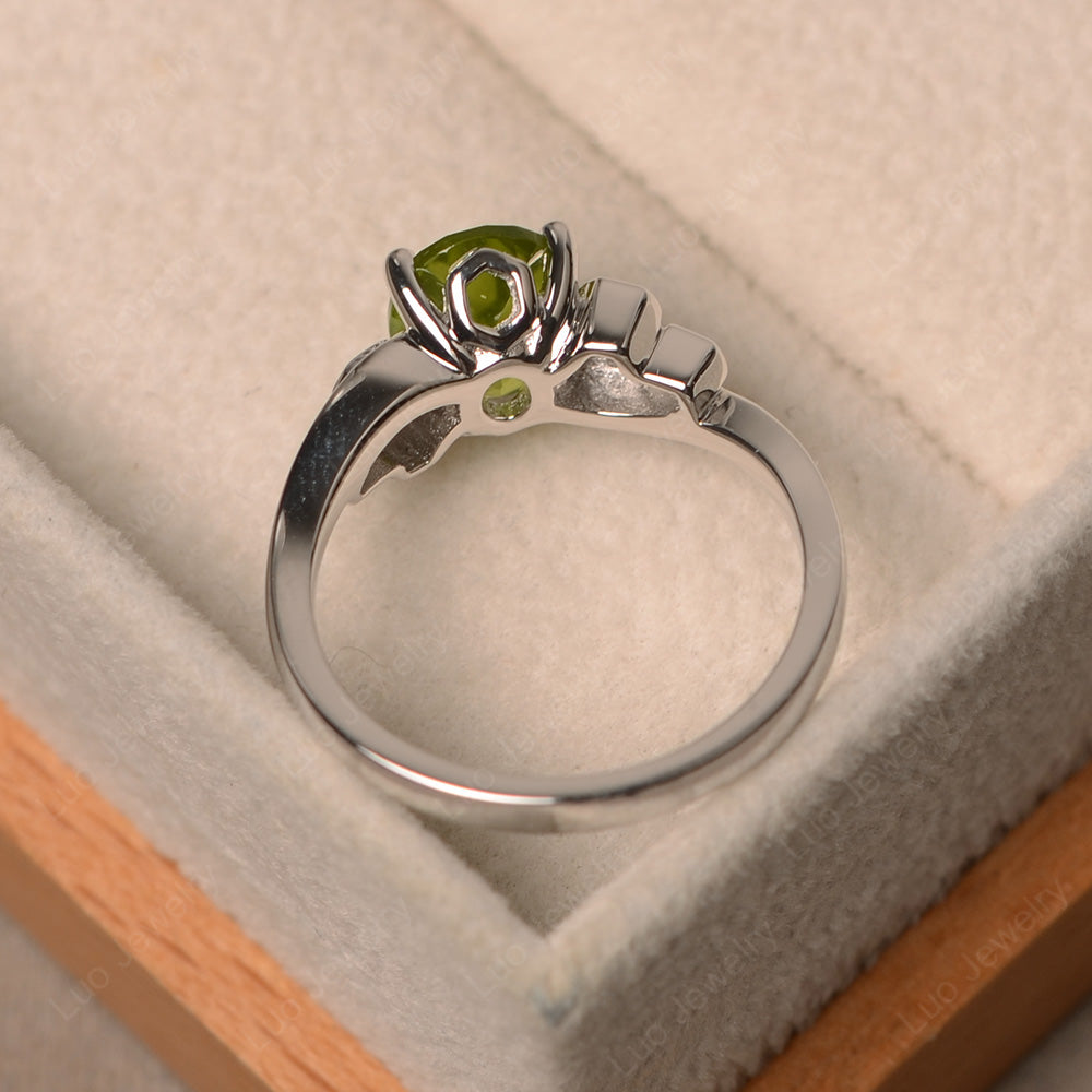 Oval Cut Eccentric Peridot Ring Yellow Gold - LUO Jewelry