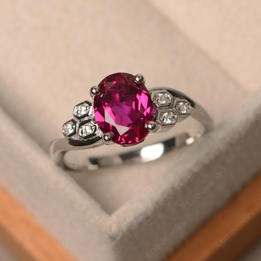 Oval Cut Ruby Honeycomb Ring | LUO