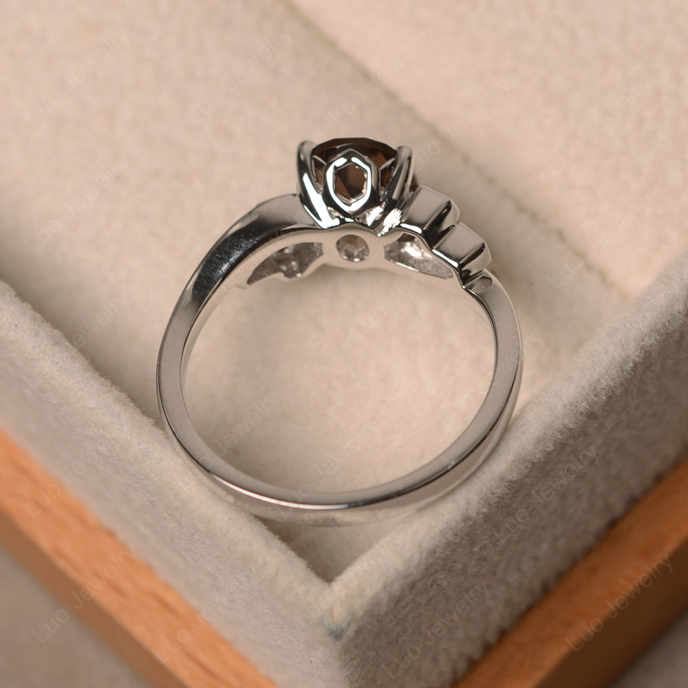 Oval Cut Eccentric Smoky Quartz  Ring Yellow Gold - LUO Jewelry