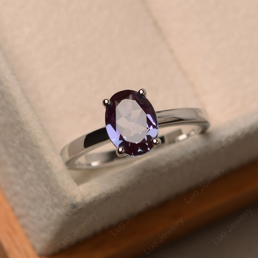 Oval Alexandrite Solitaire Engagement Ring - LUO Jewelry