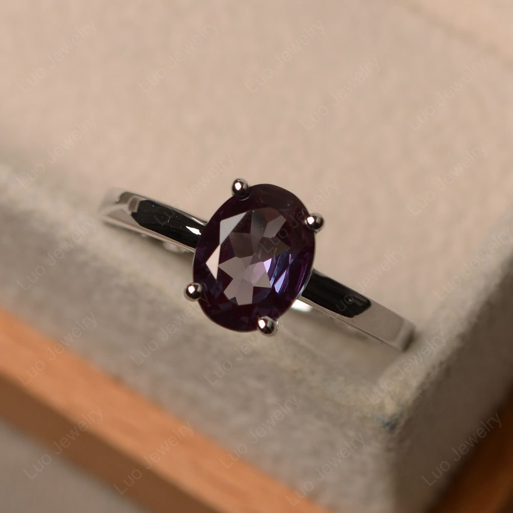 Oval Alexandrite Solitaire Engagement Ring - LUO Jewelry