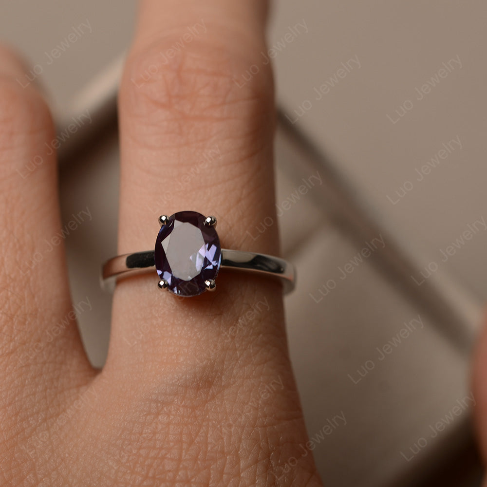 Oval Alexandrite Solitaire Engagement Ring - LUO Jewelry