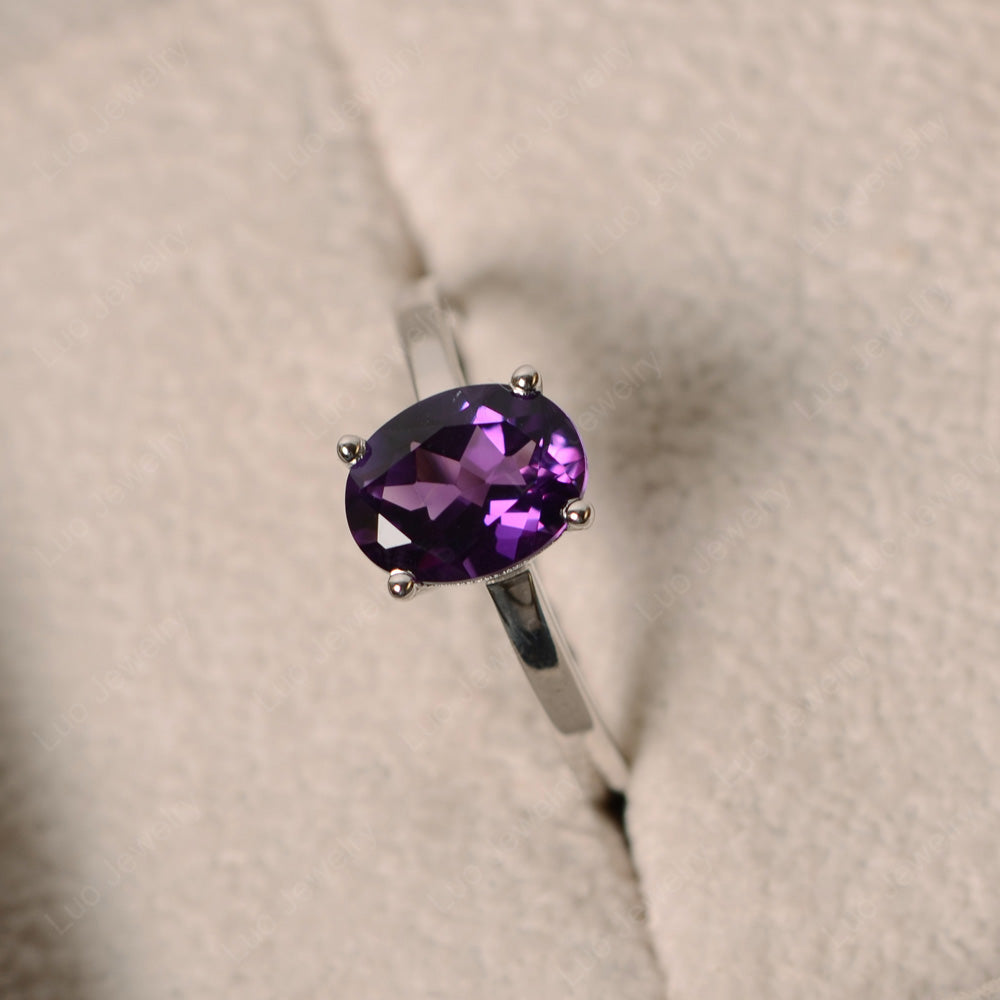 Oval Amethyst Solitaire Engagement Ring - LUO Jewelry