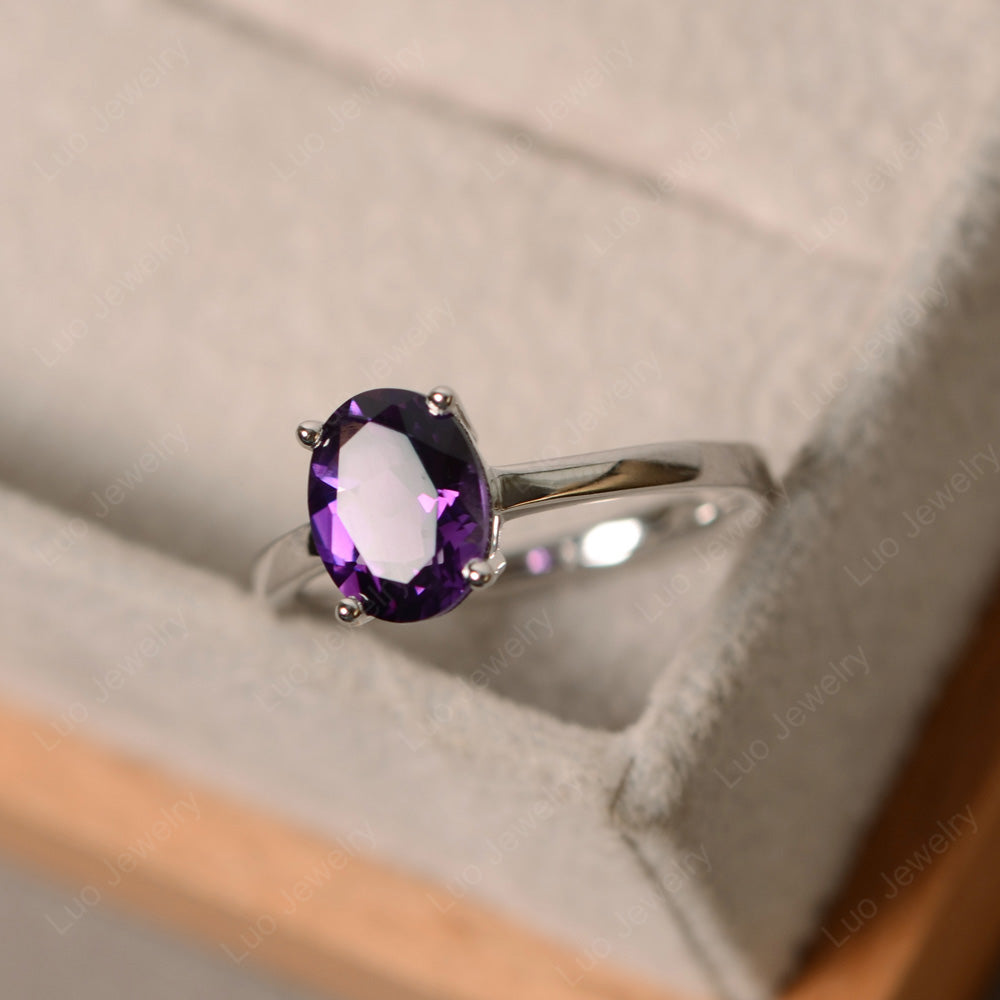 Oval Amethyst Solitaire Engagement Ring - LUO Jewelry
