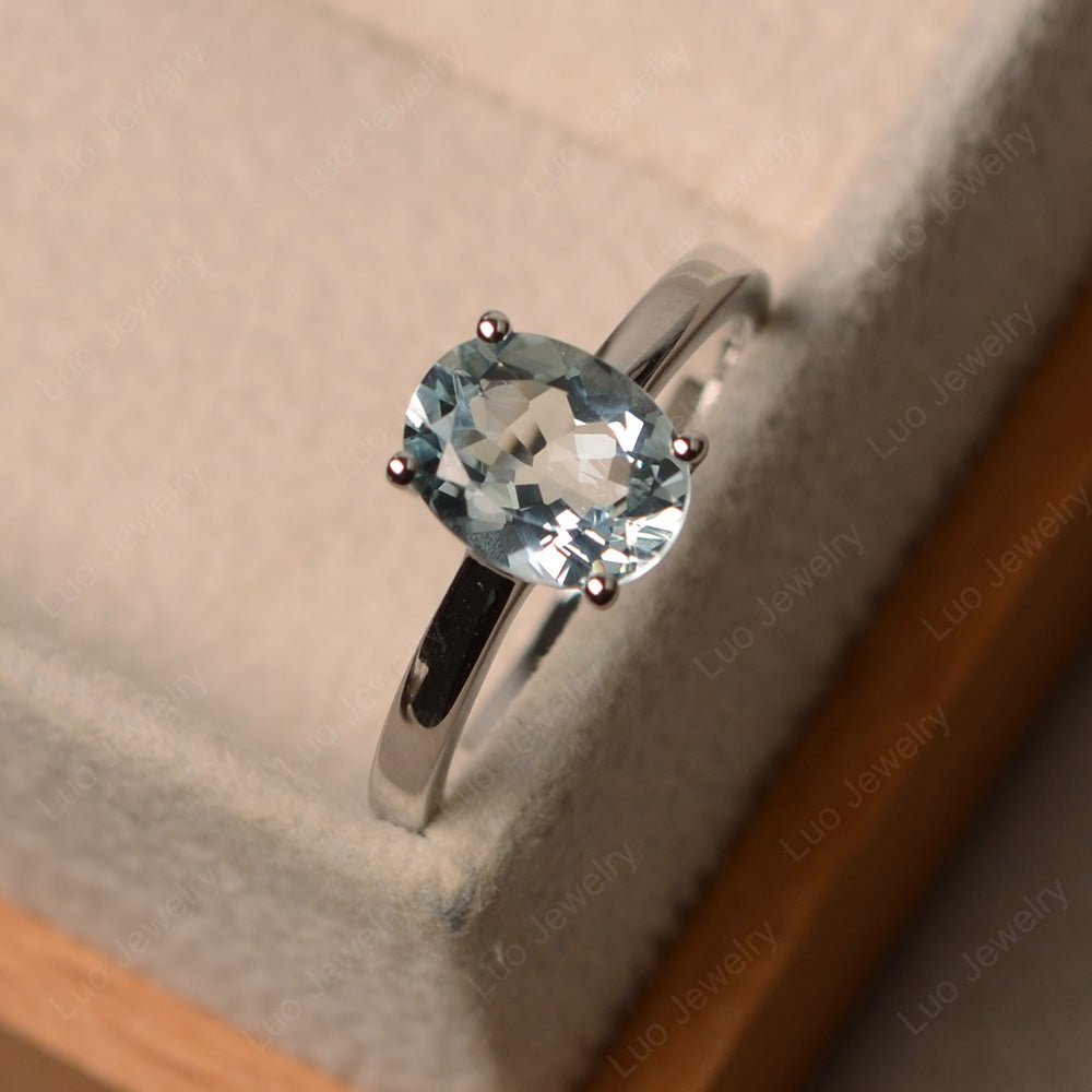 Oval Aquamarine Solitaire Engagement Ring - LUO Jewelry