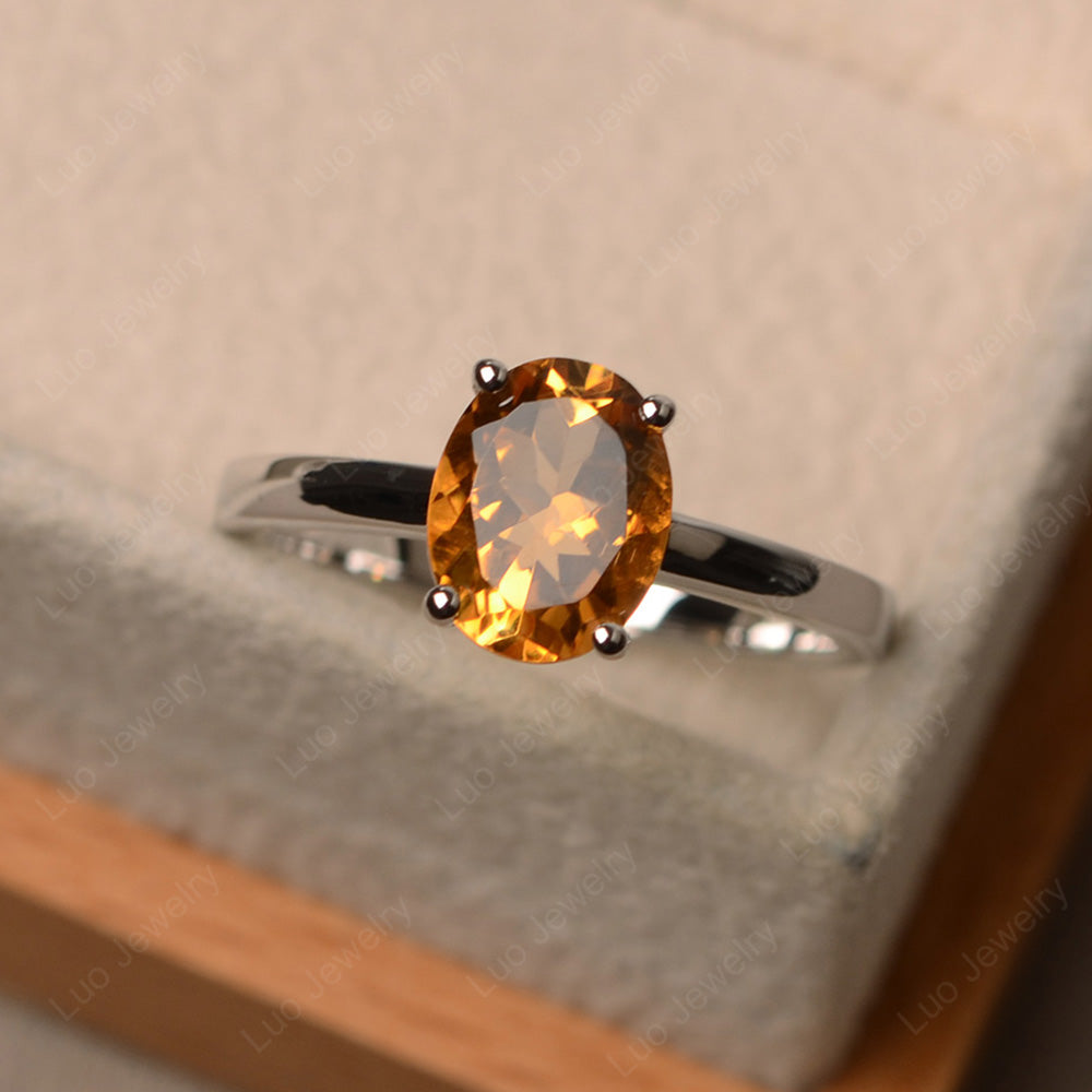 Oval Citrine Solitaire Engagement Ring - LUO Jewelry