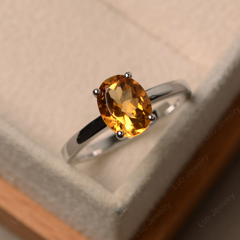 Oval Citrine Solitaire Engagement Ring - LUO Jewelry