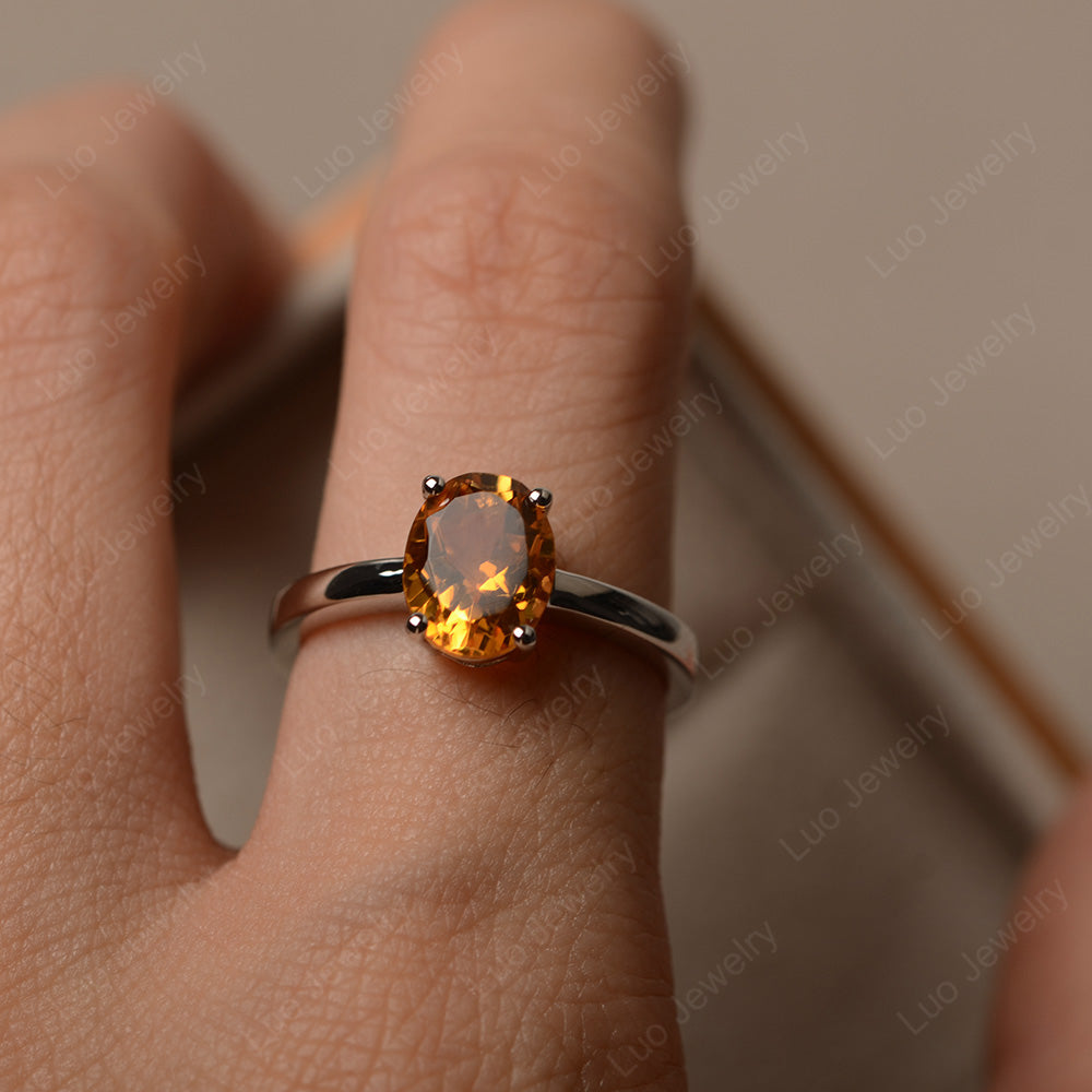 Oval Citrine Solitaire Engagement Ring - LUO Jewelry