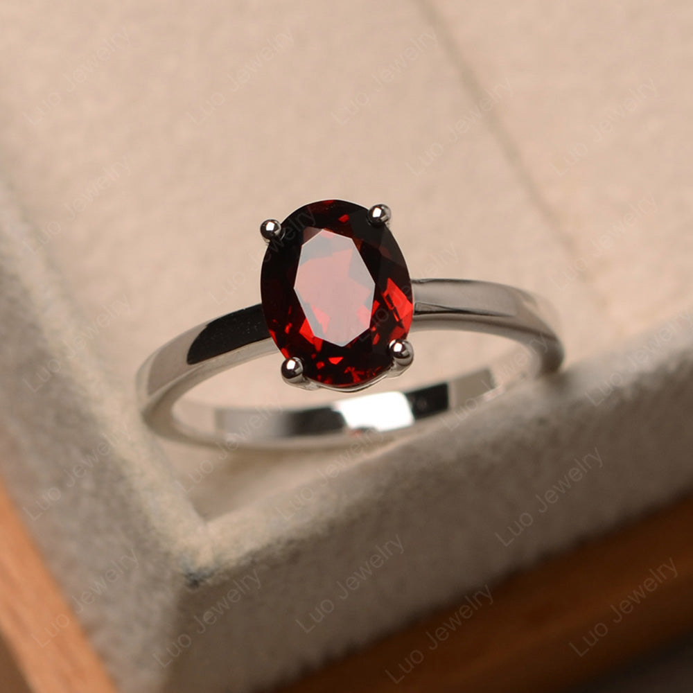 Oval Garnet Solitaire Engagement Ring - LUO Jewelry