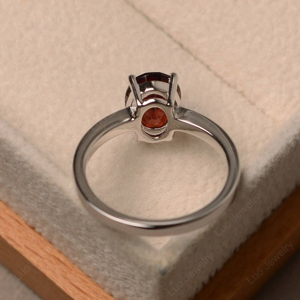 Oval Garnet Solitaire Engagement Ring - LUO Jewelry