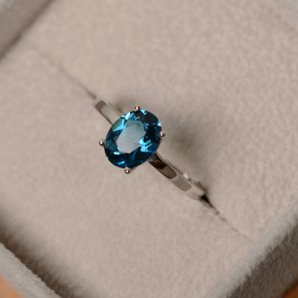 Oval London Blue Topaz Solitaire Engagement Ring - LUO Jewelry