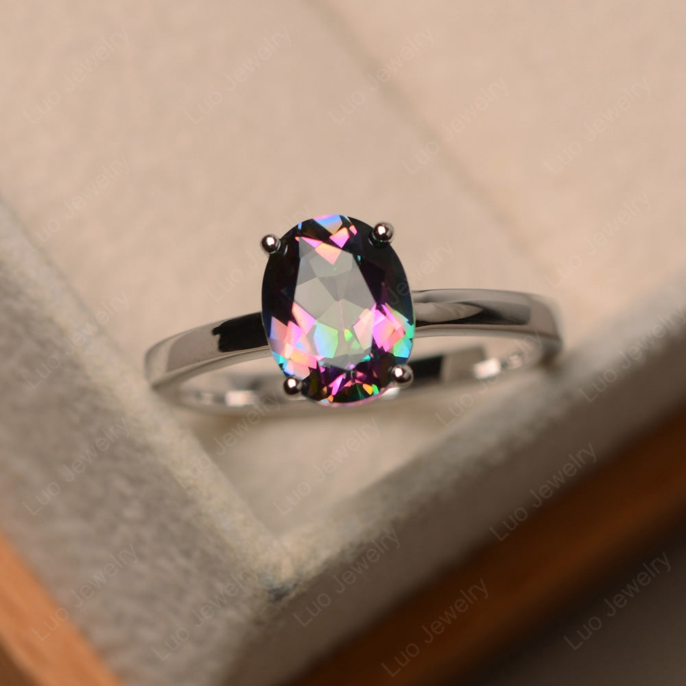 Oval Mystic Topaz Solitaire Engagement Ring - LUO Jewelry