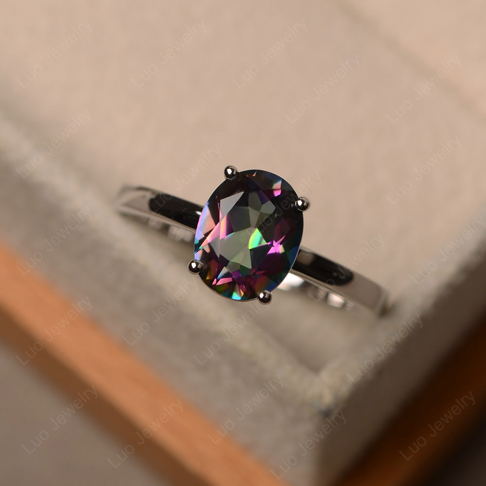 Oval Mystic Topaz Solitaire Engagement Ring - LUO Jewelry
