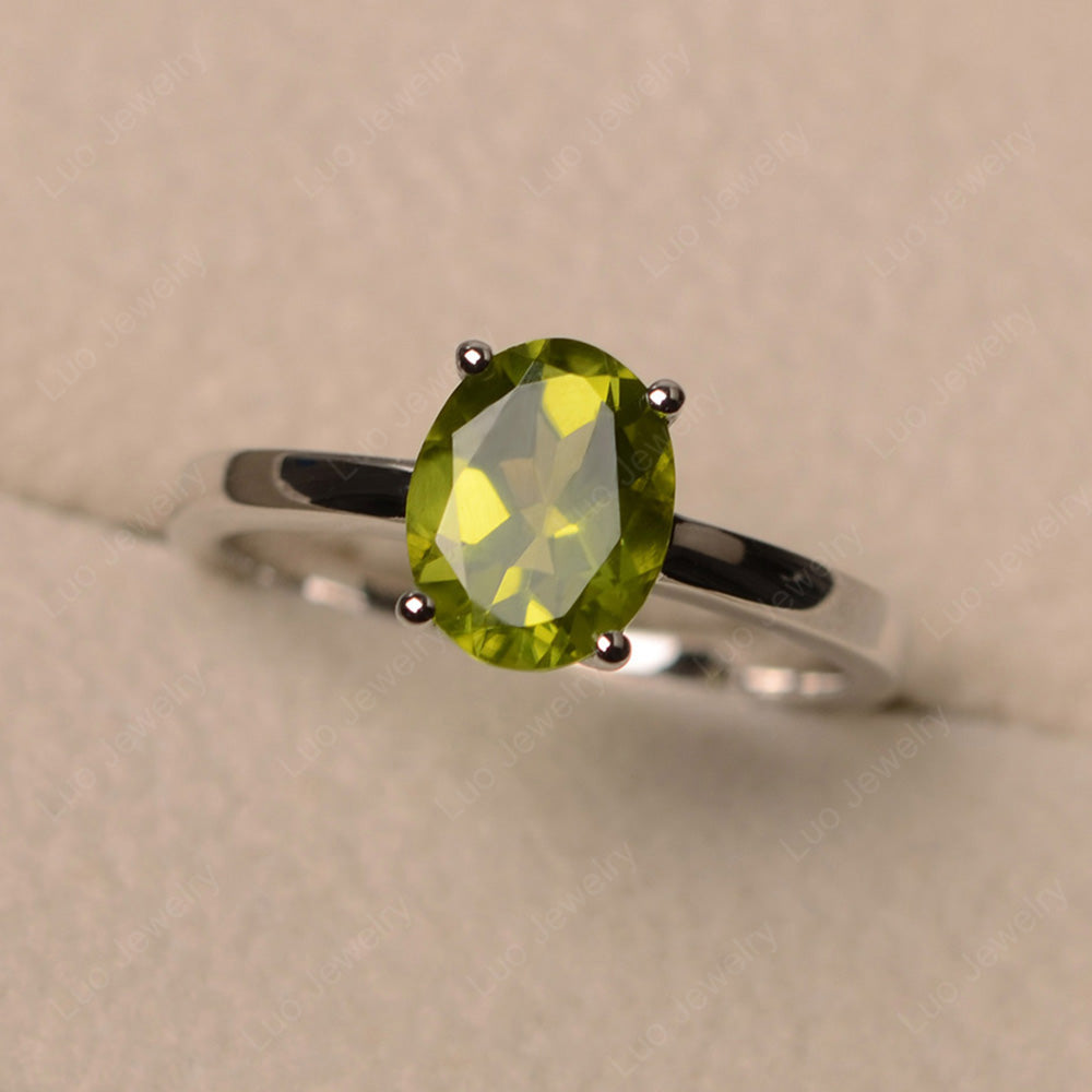 Oval Peridot Solitaire Engagement Ring - LUO Jewelry
