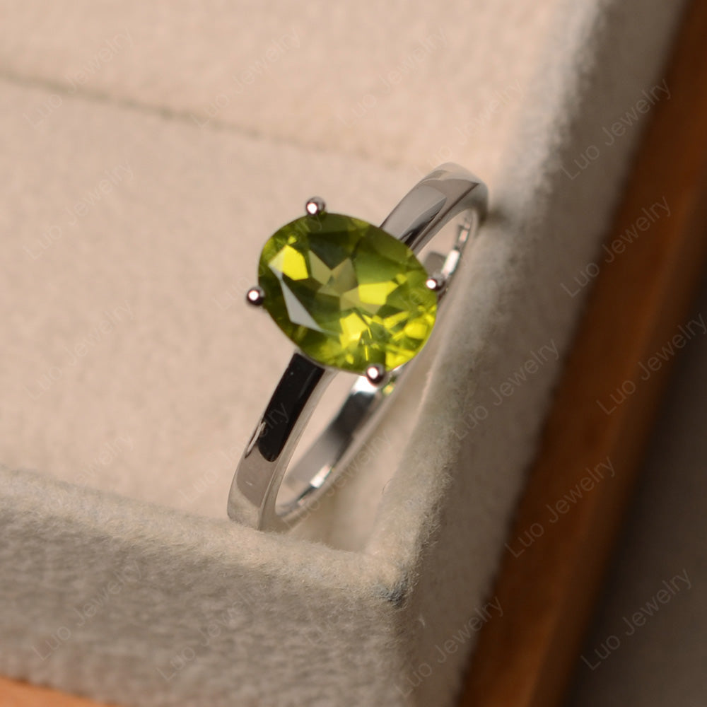 Oval Peridot Solitaire Engagement Ring - LUO Jewelry